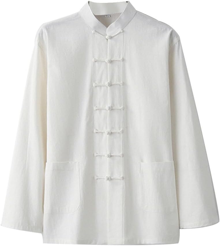 Cotton Linen Tai Chi Uniform Large Size Loose Kung Fu Shirt Tang Suit Men Martial Art Jacket White-8XL