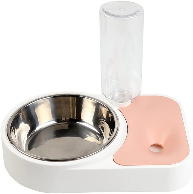 Double Pet Bowls Dog Food Water Feeder Pet Drinking Dish Feeder Cats Puppy Feeding Supplies Small Dog Accessories Stainless Steel (Color : Brown) (Blue)