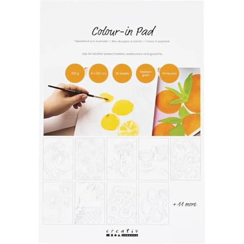 Creativ Company Colour Block Lot de 20 feuilles de papier Ă dessin 300 g Format A4