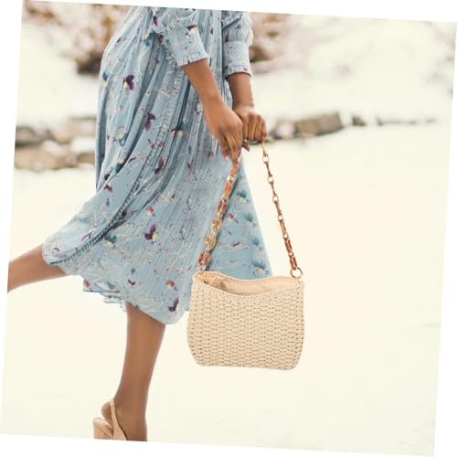 Elegant Straw Beach Bag Woven Tote Women's Shoulder Bag Multi-purpose Handbag for Occasions4
