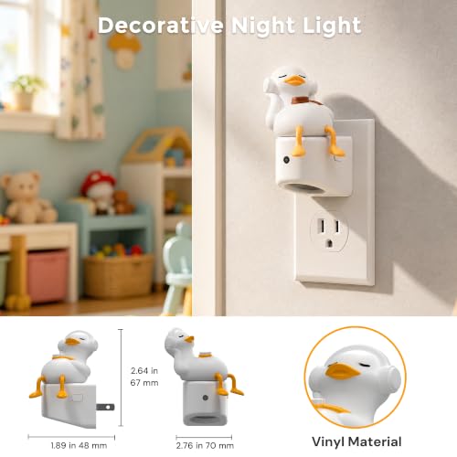 Image of L LOHAS LED Plug in Night Light for Kids, Color Changing LED Night Light | Cute Duck, Dusk to Dawn Sensor, Christmas, Birthday Gift Nightlight for Girls & Kids, Room Decor, 2 Pack