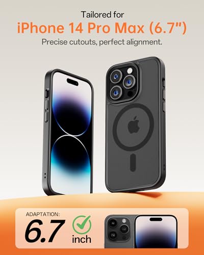 Image of UNBREAKcable Magnetic for iPhone 14 Pro Max Case, Compatible with MagSafe, Full Camera Protection, Built-in Magnetic Ring, Drop Protection Shockproof Slim Phone Cover (Black)