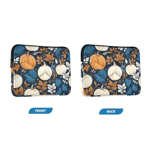 Funda para laptop 13-14 pulgadas con diseño de calabazas azules y blancas miniatura 2