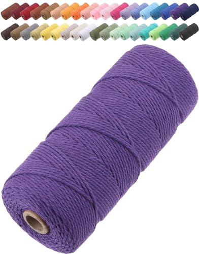 GOHOF Macrame Cord 2mm x 205m Premium Cotton Macrame Rope, 3 Strand Twisted Soft Cotton Cord