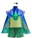 disfraz de planeta tierra 8 Disfraz de Halloween para niños, disfraz de alienígena de la Tierra, camiseta de contacto con pantalones cortos, capa y máscara de ojo, conjunto de disfraz de 130 cm