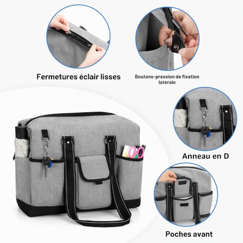 Damero Sacoche pour ordinateur portable enseigner sac fourre-tout utilitaire multi-compartiments enseigner sac de voyage Gris – vue 5