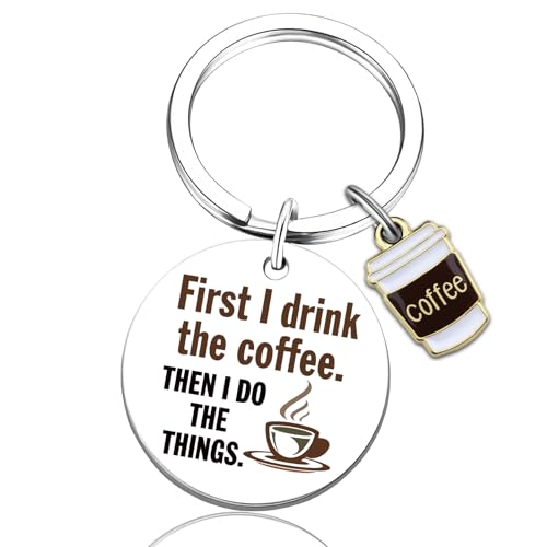 UVIBEW Coffee Gifts for Women Men Keychain Cool Stuff for Coffee Lover Gifts for Men Gift for Barista Birthday Christmas Presents for Her Him Dad Mom Friends