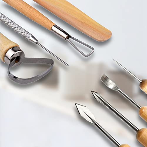 Pottery & Clay Sculpting Tools Set, 30-Pieces Clay Sculpting Tool Set with Wooden Handles. Pottery Carving Tools, Double-Sided. Clay Tool Set for Adults and Kids. - Thumbnail 3