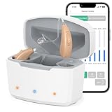Earrck Hearing Aids for Seniors with Noise Cancelling, Bluetooth Rechargeable Hearing Amplifier with Smart APP Control for People with Hearing Loss（Beige）