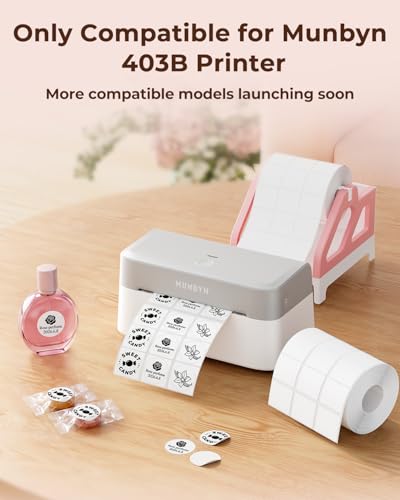 Image of MUNBYN RW403B Bluetooth Shipping Label Printer+3-Up Round Thermal Labels+Label Holder for Rolls and Fanfold Labels