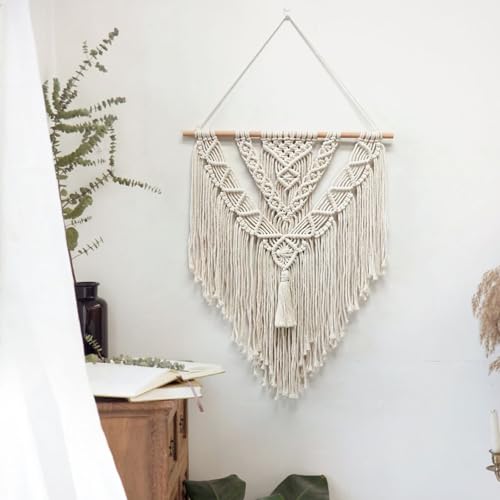 Tapisserie macramé KnSam beige 55x70cm en V scandinave pour déco murale - 4