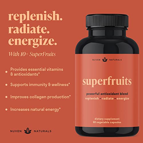Nuven Naturals Immune Support - Antioxidants Supplement - Immune Support Supplement, Natural Energy, Beauty & Skin - Vitamin A, Vitamin E, Vitamin C, Zinc - Super Foods Acai, Pomegranate, Goji Berry #TOP2
