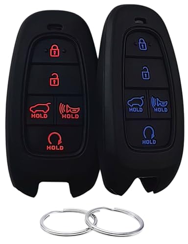 Coque de clé en silicone Hyundai Sonata Santa Fe protection noire 5 boutons