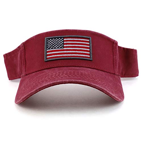 Image of Trendy Apparel Shop USA American Flag Embroidered Polyester Summer Visor Hat