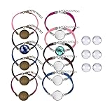 DROLE 40Pcs Bracelet Bezel Blanks Settings for Jewelry Making-20Pcs Silver and Bronze Color Jewelry Bezel Base Round Cabochon Bezel Tray Blank Bangles Bracelets with 20mm Glass Cabochons Mutil