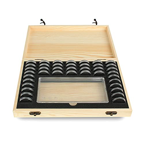 Wooden Coin Capsules Holder, Coin Storage Box Coin Collection With Lock, Coin Collector Display Commemorative Coin Case For 40 Coins And 100 Banknotes #TOP1