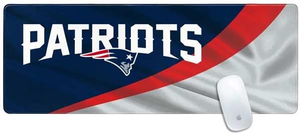 Skinit Medium Gaming Mouse Pad - Officially Licensed New England Patriots Distressed Design with Stitched Edges, Waterproof, Non-Slip Rubber Base, Desk Mat for Keyboard & Mouse, 17.7" x 15.75" inches