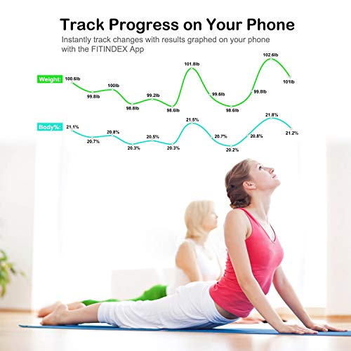 FITINDEX Bluetooth Body Fat Scale, Smart Wireless BMI Bathroom Weight Scale Body Composition Monitor Health Analyzer with Smartphone App for Body Weight, Fat, Water, BMI, BMR, Muscle Mass - Black