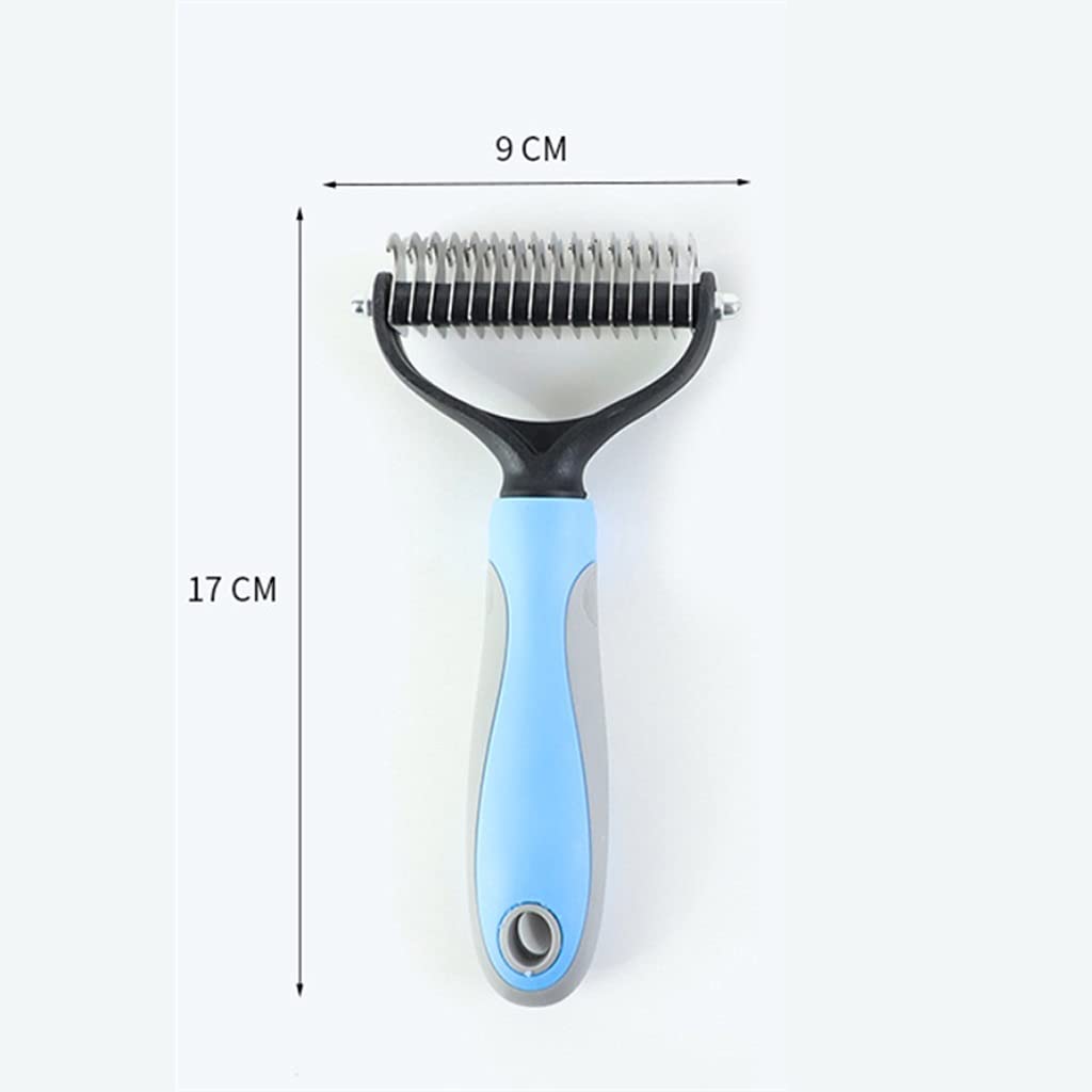 Dwustronna szczotka dla zwierząt ze stali nierdzewnej Koty Grzebień do usuwania sierści psa Grooming Dematting Deshedding Blade for Matted Long (Kolor: B) (B)
