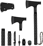 kaforto Camping Axe Portable Survival Axe Multi-Tool Folding Camping Hatchet with Sheath, Sharpener, Tactical Tomahawk Hammer Survival Gear Kit for Hunting, Hiking and Emergency (Grey)