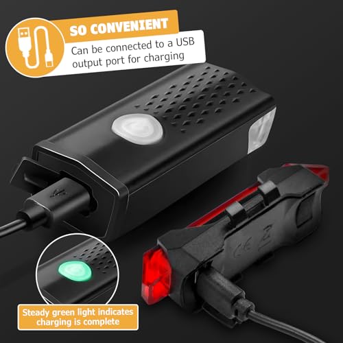 USB Rechargeable Bike Light Set LED Headlight and Taillight for Road and Mountain Bikes - Image 4