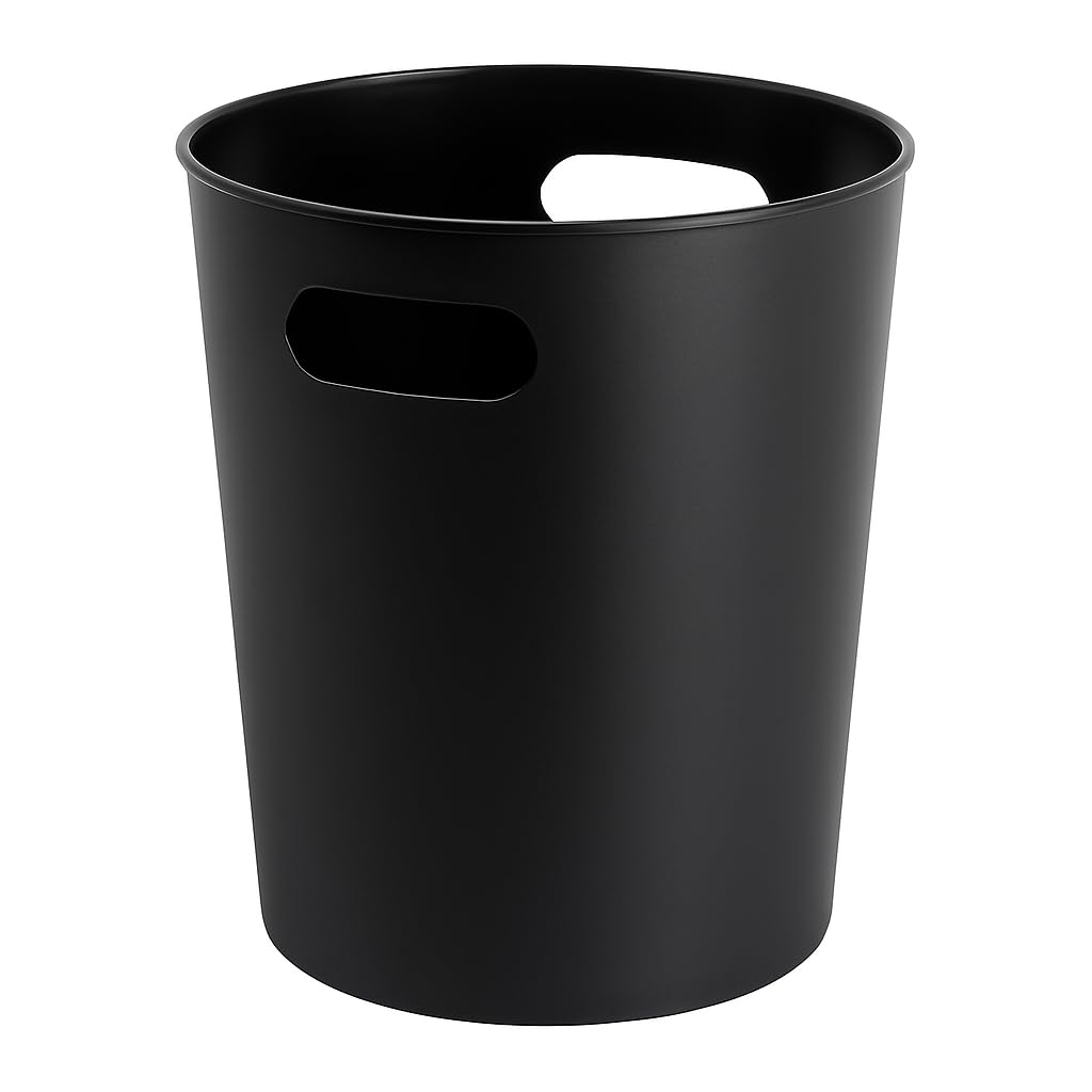 BREVON 2 64 Gallon Plastic Wastebasket Black Trash Can with Cut-Out Handles for Home Office Bathroom Kitchen Bedroom