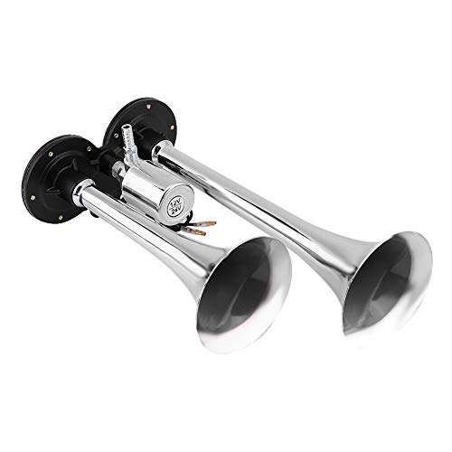 Generic 150dB Dual Trompeta Air Horn Horn Tren Back Boat Boath RV Potente 12-24V Plata