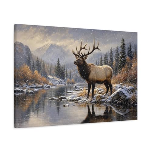 Tableau elk bull in canvas print réaliste de 75x50 cm horizontal pour salon moderne