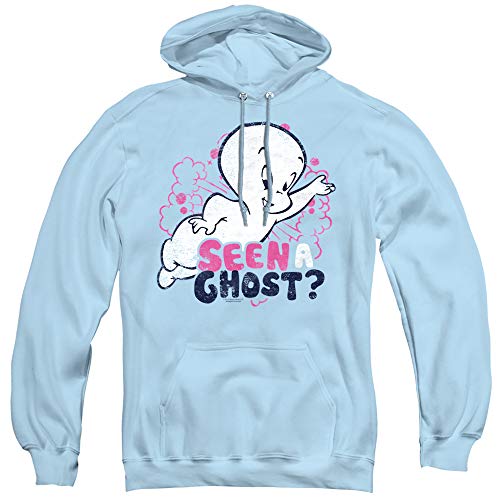 Casper The Friendly Ghost Seen A Ghost Unisex Adult Pull-Over Hoodie, Light Blue, Large