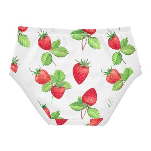 Watercolor Strawberries White Cute Panties Girl Girls Underwear Toddlers Cotton Fancy Kids Undies Briefs 2t2