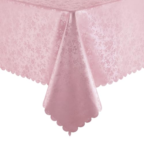 Image of Smiry Rectangle Table Cloth, Waterproof Heavy Duty Vinyl Tablecloths, Wipeable Washable Table Cover for Kitchen and Dining Room (Dirty Pink, 60 inch X 120 inch)