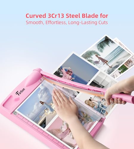 Firbon 12" Guillotine Paper Cutter, Heavy Duty 12-Sheet Capacity Trimmer for Cardstock, Photos, Scrapbooking, Office, Classroom, Studio (Pink) - Image 3