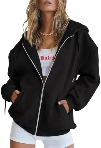 EFAN Women's Drawstring Zip Up Cute Oversized Hoodies with Pocket...