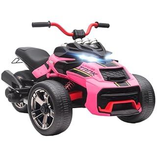 AIYAPLAY Kids Electric Ride On Car, 12V Ride On ATV Electric Vehicle Toy Car with MP3 Player, Horn, 2 Speeds, LED Lights, 3 Wheeler for Boys & Girls Ages 3-8, Pink