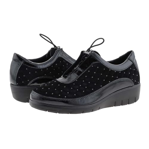 Doctor Cutillas 60327 Deportivas Cuña en Piel Plantilla Extraíble Ancho Especial Talla: 38 Color: NEGRO