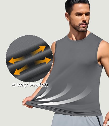 Men's Gym Tank Top Quick Dry 3 Pack UPF 50+ Sleeveless Workout Shirts Summer Sun Protection Running Tank Tops3