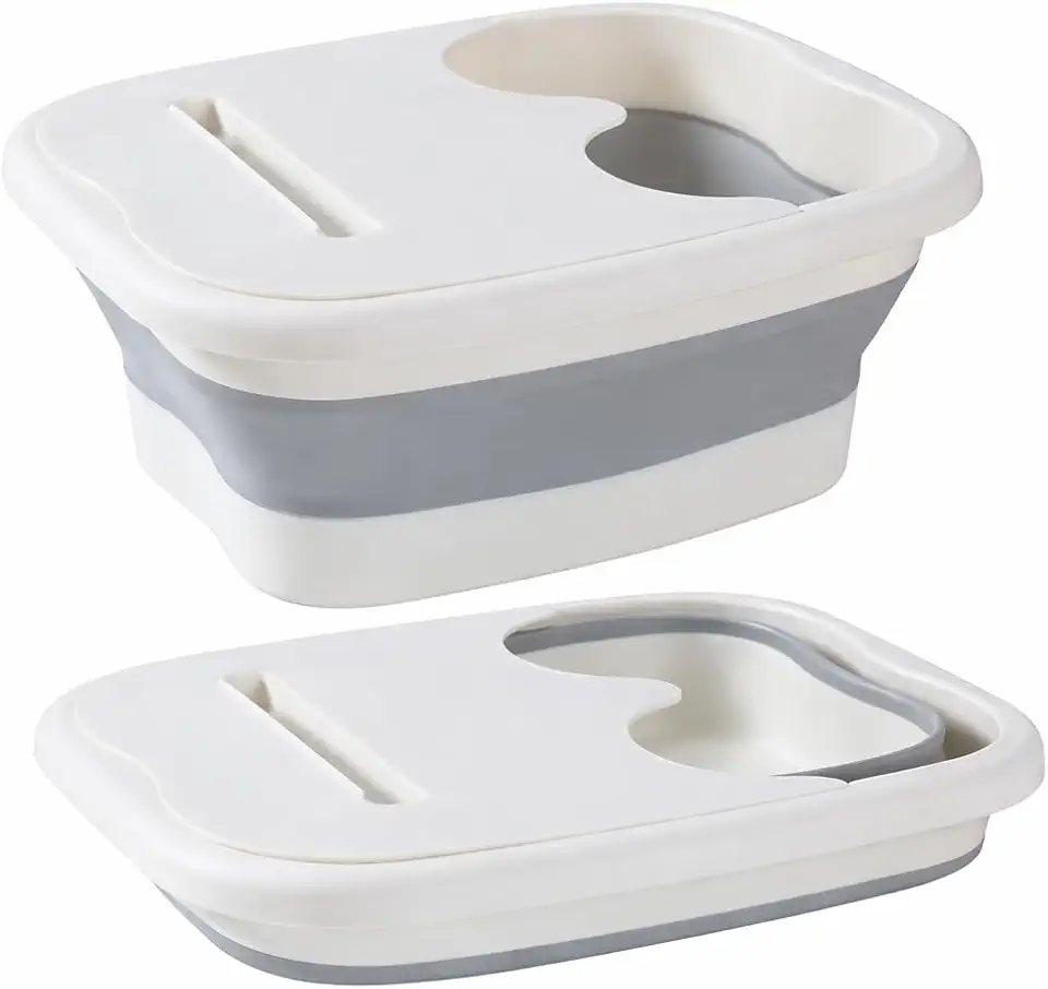 Bacia para Pés Dobrável Spa Pedicure com Suporte para Celular, Banheira Massageadora Portátil para Relaxamento, Escalda dos Pés, Pedicure e Cuidados Diários, Compacta e Fácil de Guardar( 1 Unidade) (Branca)