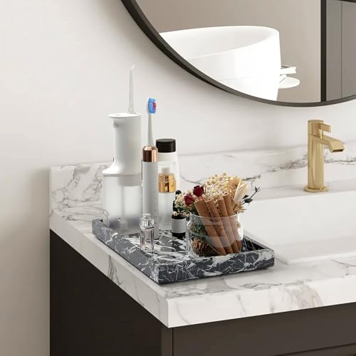 Image of Marble Bathroom Tray,Pure Natural Vanity Tray,Marble Tray for Kitchen Counter Non-Ceramic /Non-Resin,Stone Trays 12 x 8 inch