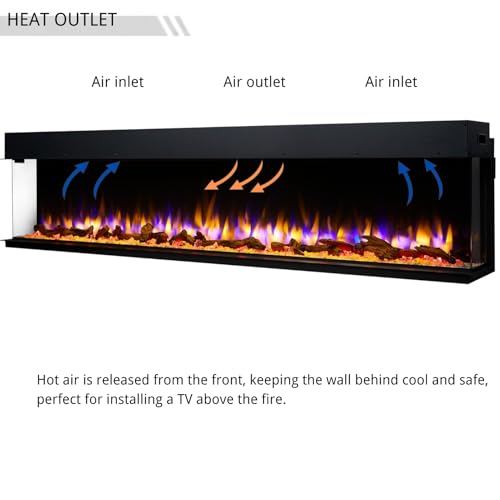 Endeavour Fires Rosedale 3D Media Wall Inset Electric Fireplace with Multi Flame Colours Log & Crystal Set, 7day Programmable Remote Control 1&2kW - Image 9