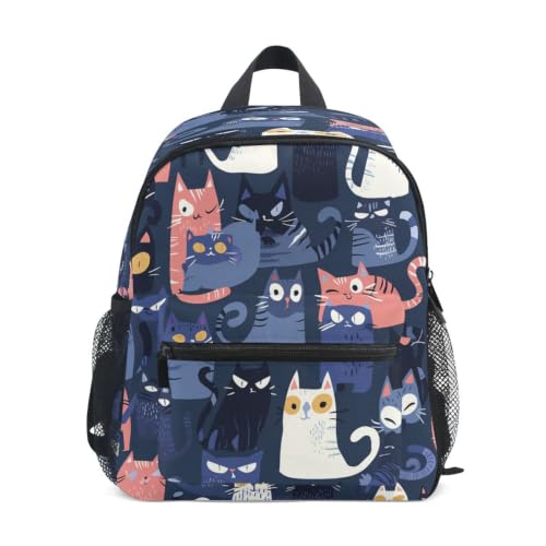 Sac à dos enfant chats bleus pour l'école maternelle et le voyage