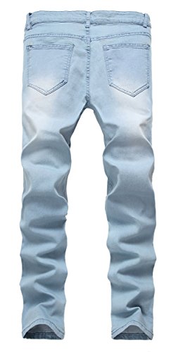 Qazel Vorrlon Men's Blue Skinny Jeans Stretch Washed Slim Fit Pencil Pants2