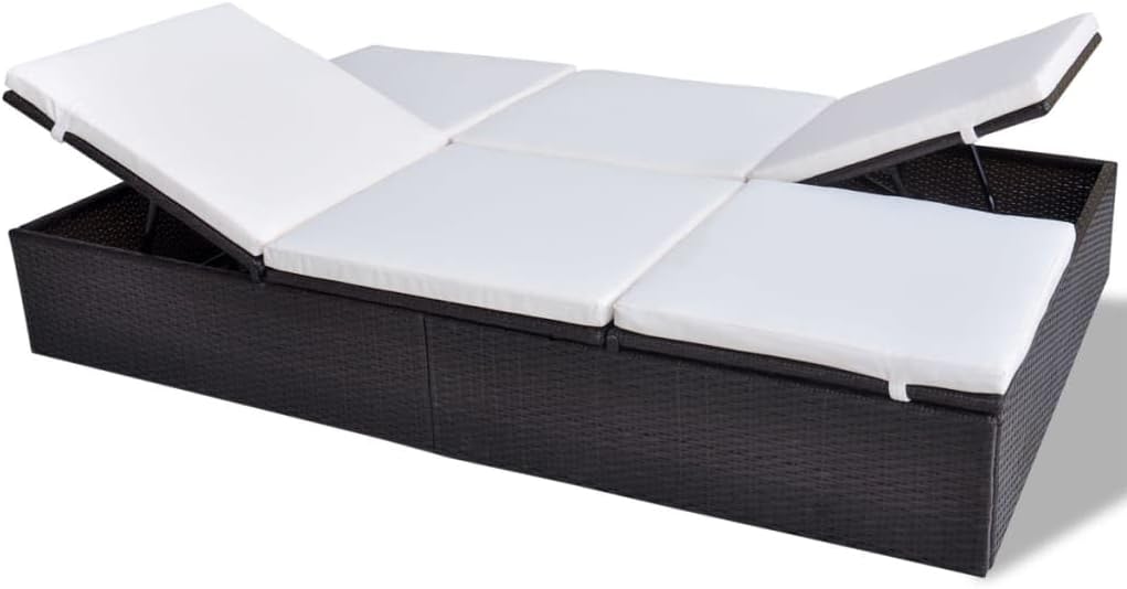 vidaXL Sonnenliege Poly Rattan Doppelliege Gartenliege Gartenmöbel Liege Bett