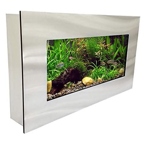 Aussie Aquariums AA-MINIVIEW-BSILVER 2.0 Wall Mounted Aquarium, Brushed Silver Cover
