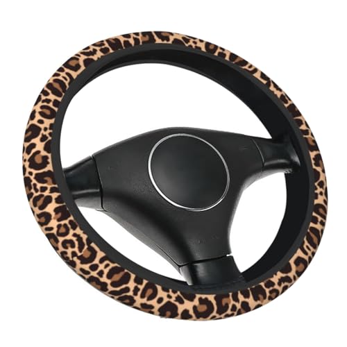 Lenkradbezug mit Leopardenmuster für Auto, Neopren Universal 38cm/ 15 Zoll rutschfester Lenkradbezug, Autozubehör Lenkradschutz für Frauen und Männer