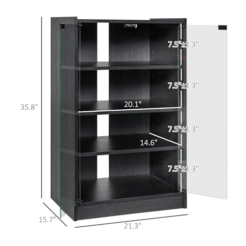 image for HOMCOM Media Cabinet, 4-Tier Stereo Cabinet, Modern Audio Video Media 