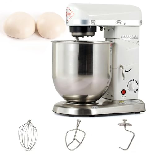 BEESOM Amasadora Pan Profesional,Batidora Amasadora Profesional,5kg Capacidad,1500w,Tazón Inclinable 90°,Gancho Amasar,para Gastronomía Industrial White-7L