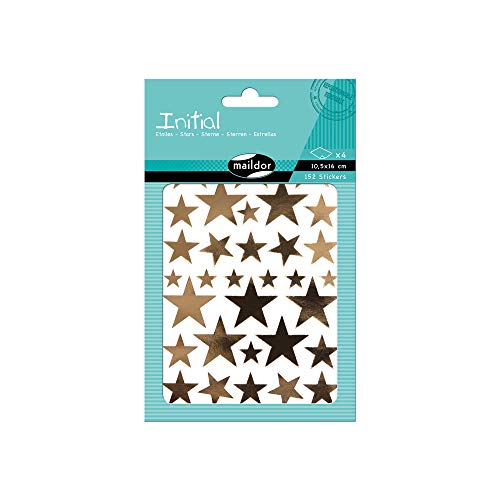 Maildor AE027O - Un sachet de gommettes Initial 4 planches 10,5x16 cm, motifs Etoiles Or et argent (152 stickers)