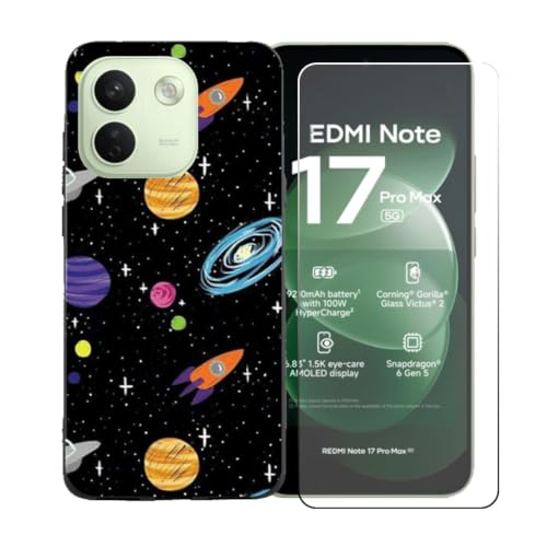 BMPNLSZ �K�p Redmi Note 17 Pro Max �X�}�z�P�[�X + HD�����K���X�ɓK�����ėpTPU�ی�J�o - BST1 | HD�����K���X�ɓK�����ėpTPU�ی�J�o�[�A�V���J�Q���V�F���o���p�[�ی�o�b�N�V�F��-�K�p Redmi Note