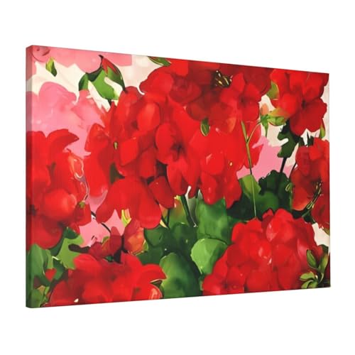 Tableau décoratif rouge haut de gamme 40,6x61 cm texture claire et cadre en bois massif durable