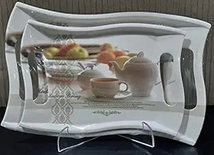 Printed Valley Design Melamine Serving Tray for Kitchen, Dining, Serving & Desk Tray. (11 x 14, Grey)
